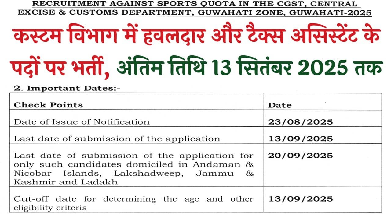 CBIC Havaldar Tax Assistant Recruitment 2025