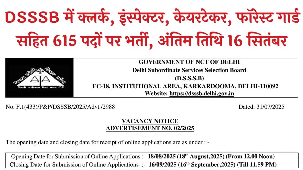 DSSSB Recruitment 02/2025