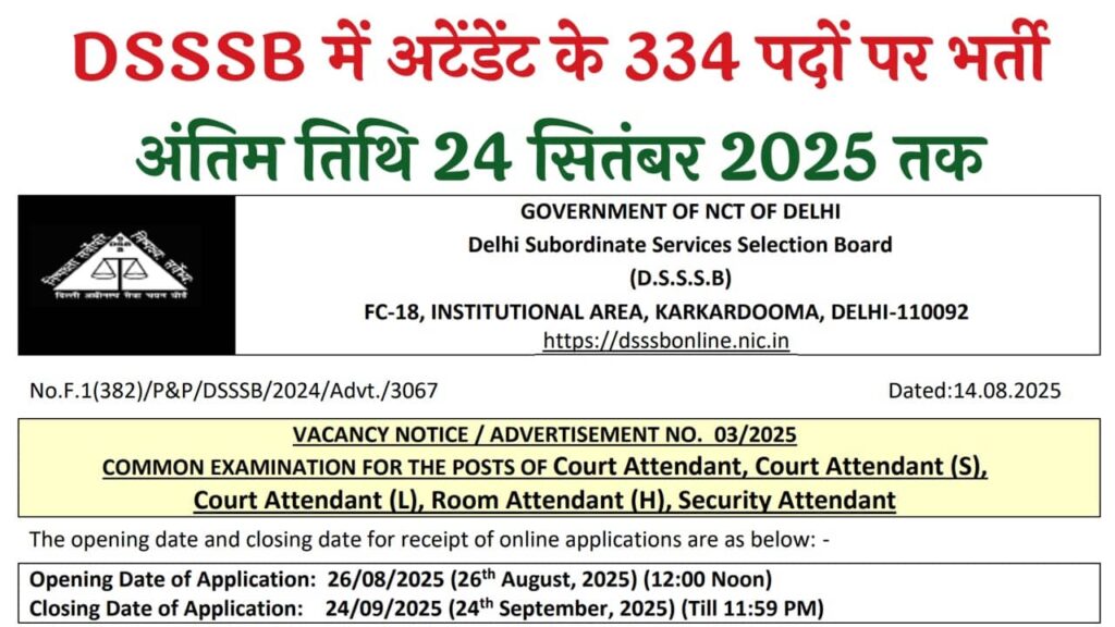 DSSSB Recruitment 03/2025