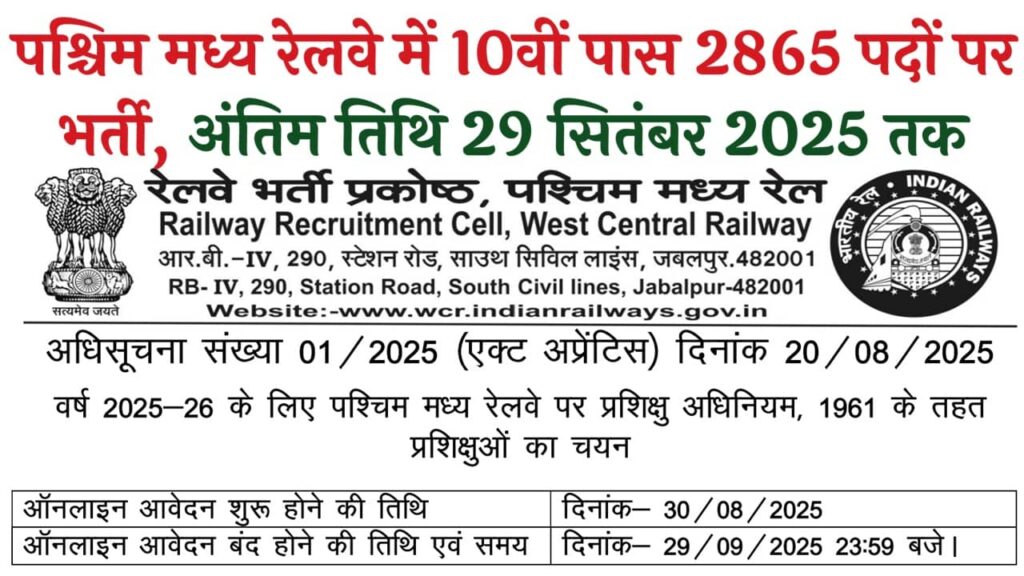 West Central Railway Recruitment 2025