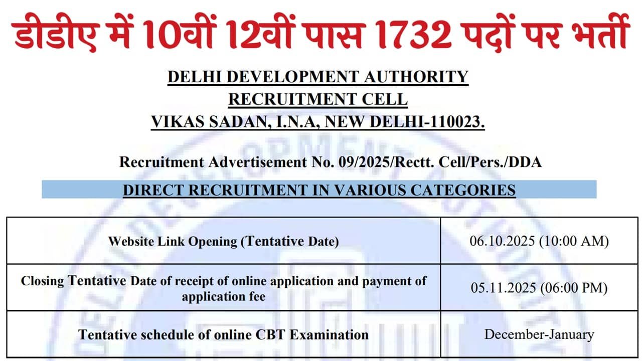 DDA Recruitment 2025