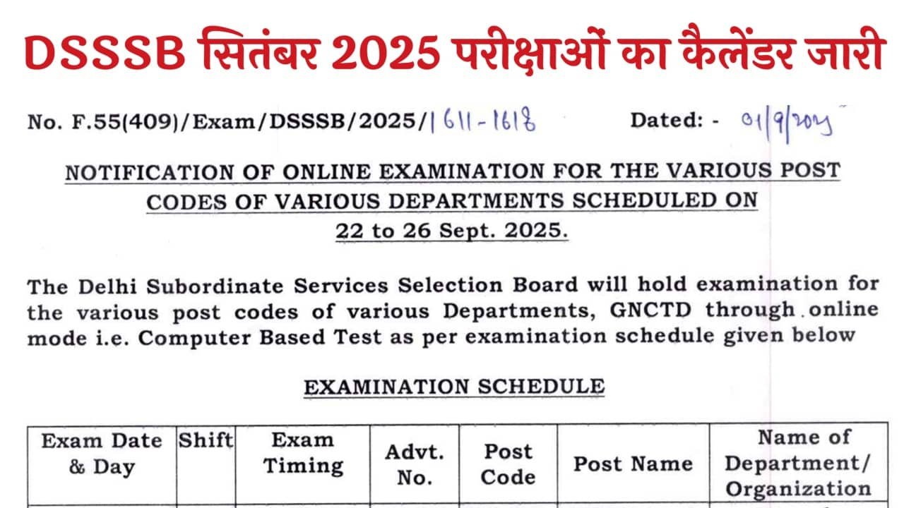 DSSSB Exam Date September 2025