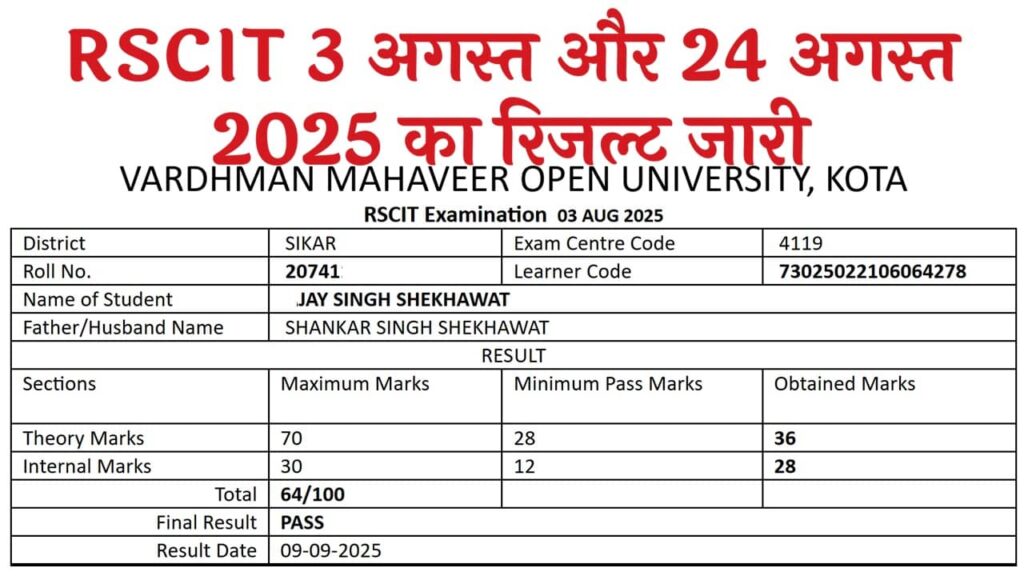 RSCIT Result August 2025