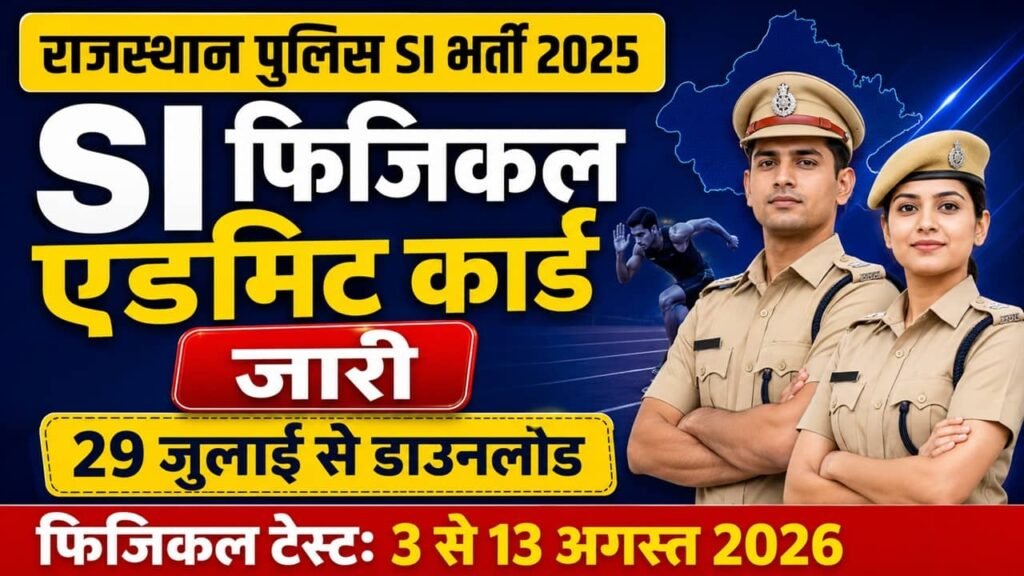 Rajasthan SI Physical Admit Card 2026