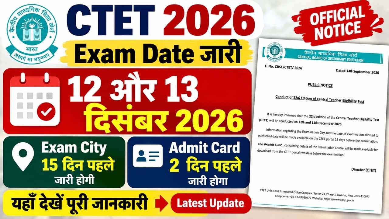 CTET Exam Date 2026