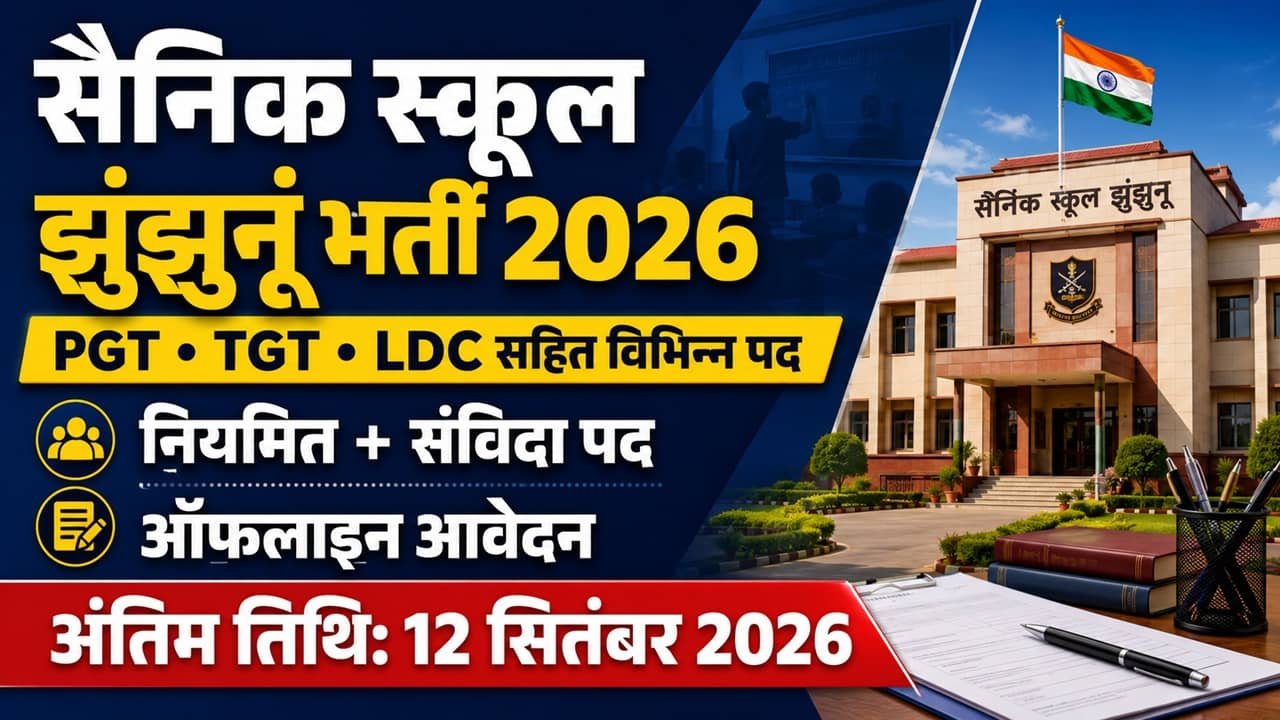 Sainik School Jhunjhunu Recruitment 2026