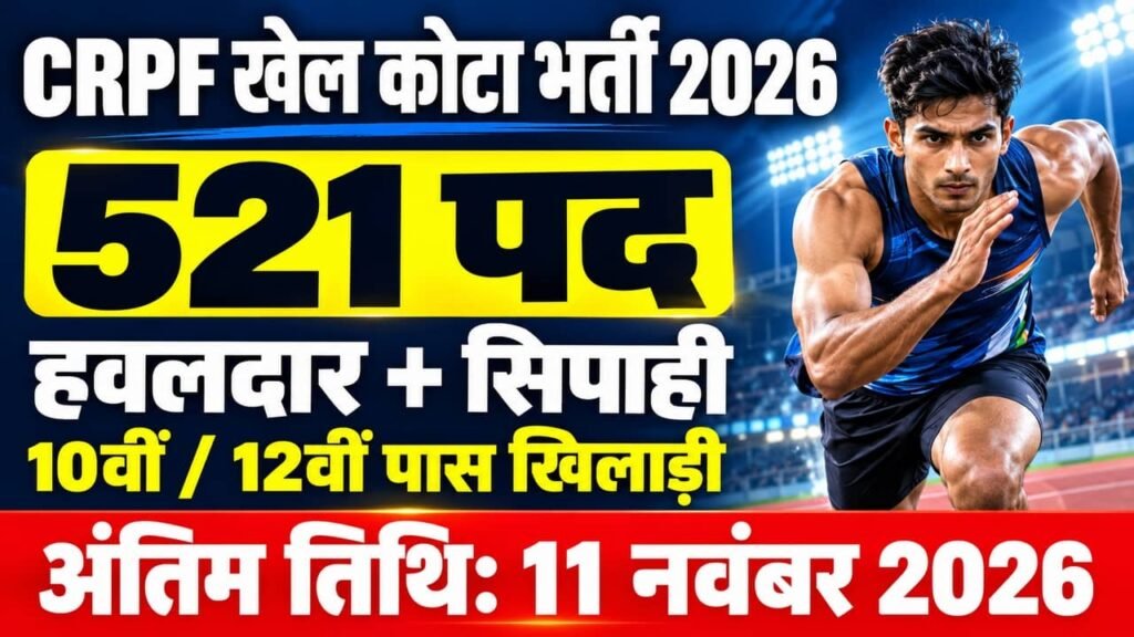 CRPF Sports Quota Recruitment 2026
