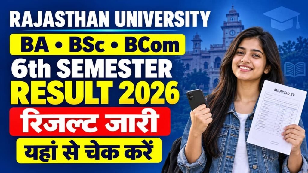Rajasthan University BA BSc BCom 6th Semester Result 2026