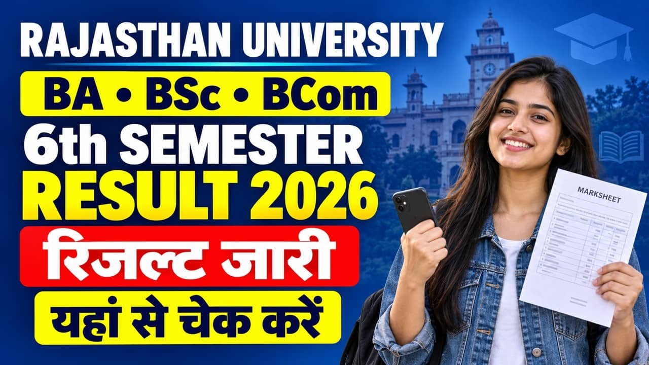 Rajasthan University BA BSc BCom 6th Semester Result 2026